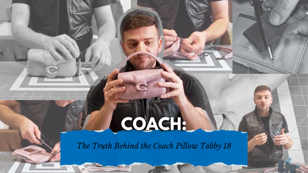 Leather expert Tanner Leatherstein dissects and reviews the Coach Pillow Tabby 18 handbag, showcasing close-up details of its craftsmanship, leather quality, and design flaws.