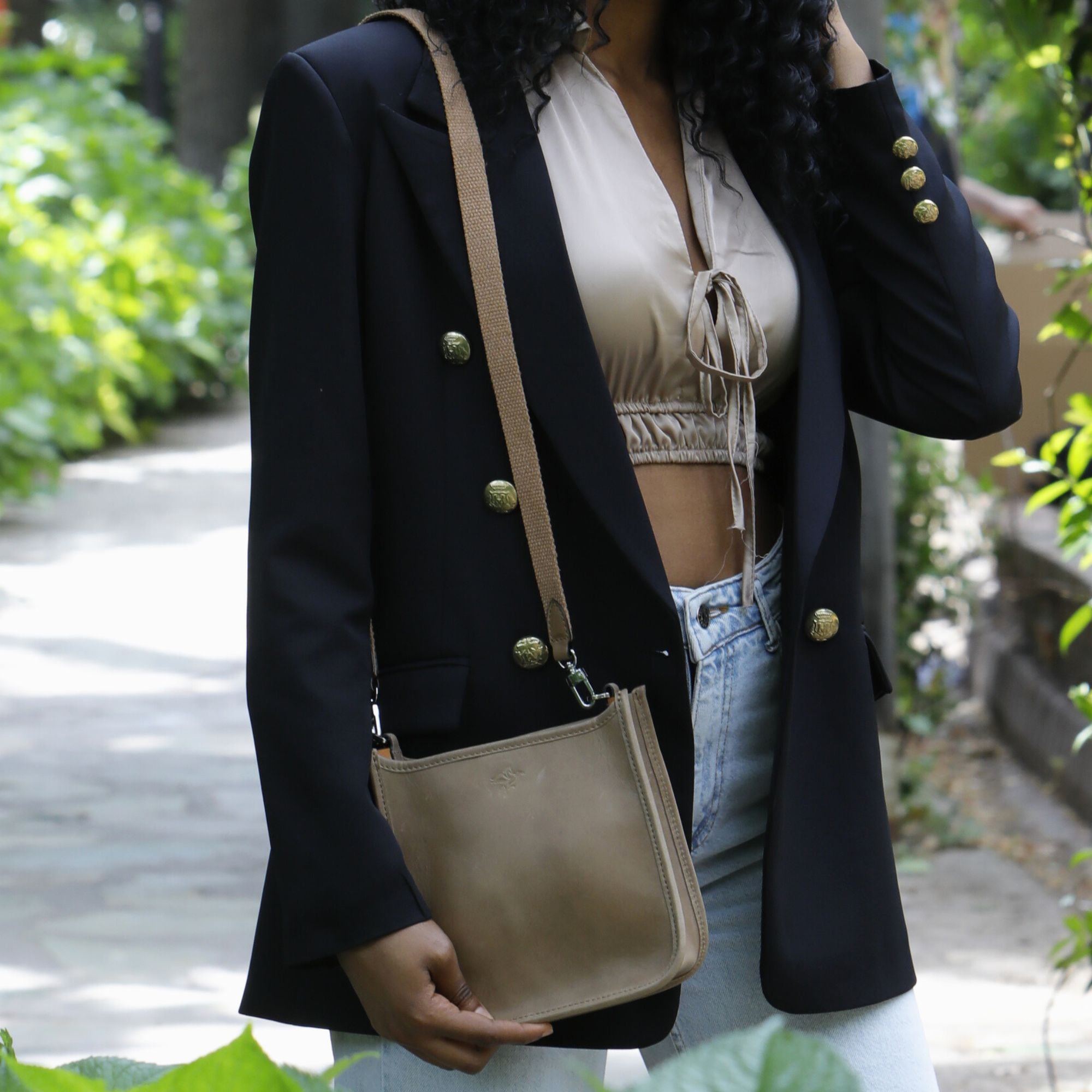 Spring | Hobo Crossbody Bag | Brown w/ Nickel Hardware