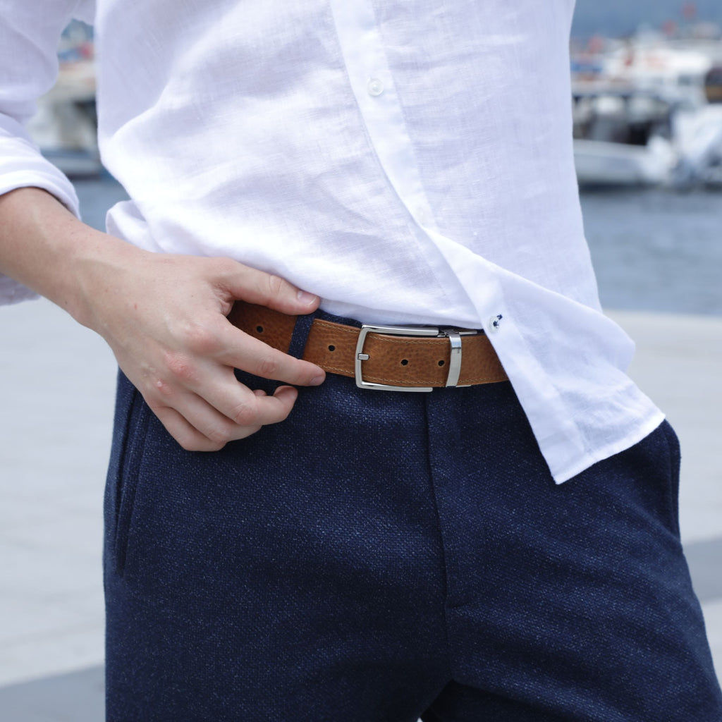 Ryan | Two-in-One Reversible Leather Belt | Black & Dark Brown