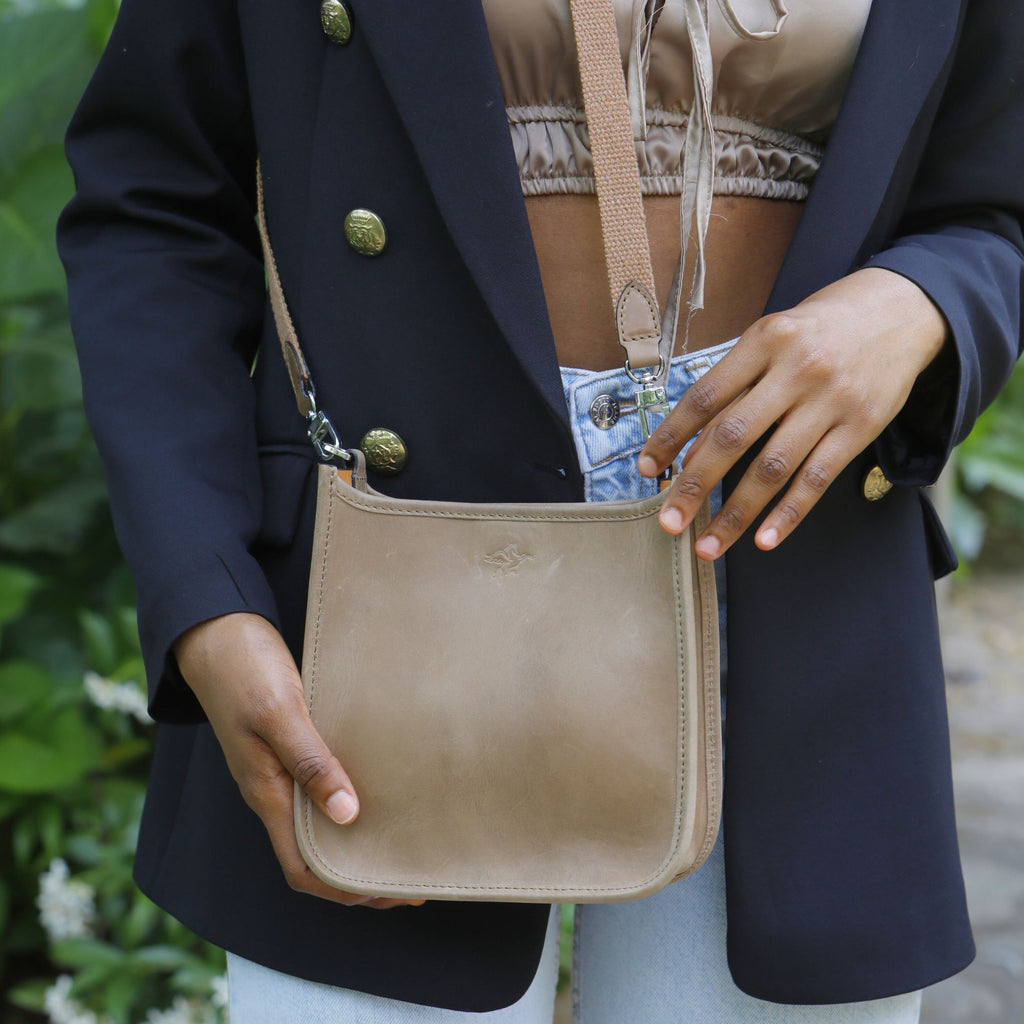Spring | Hobo Crossbody Bag | Brown w/ Nickel Hardware