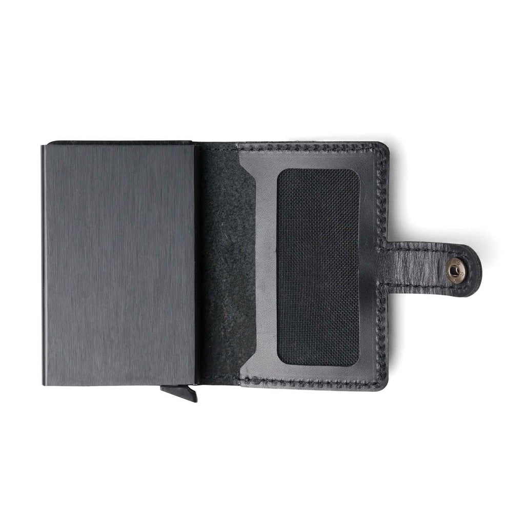 Leather Quick Card Access Wallet | Black | Agustine