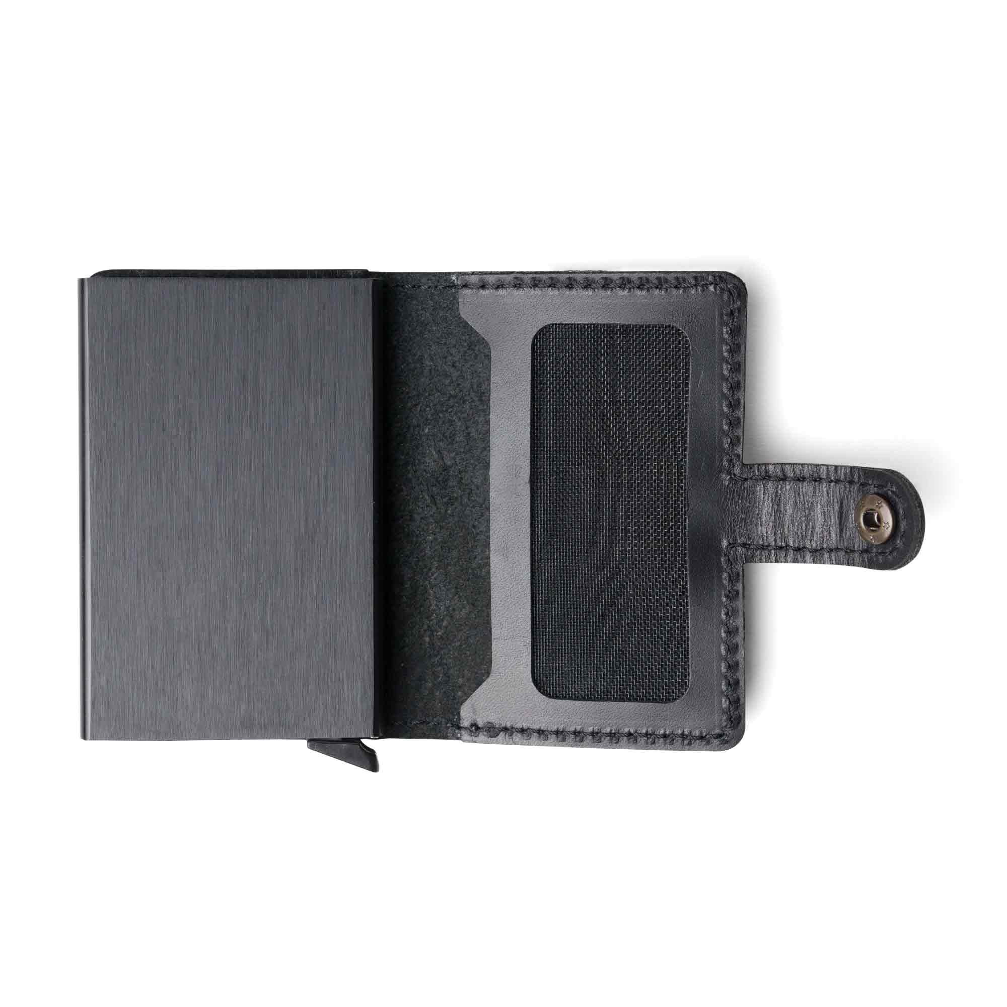 Leather Quick Card Access Wallet | Black | Agustine