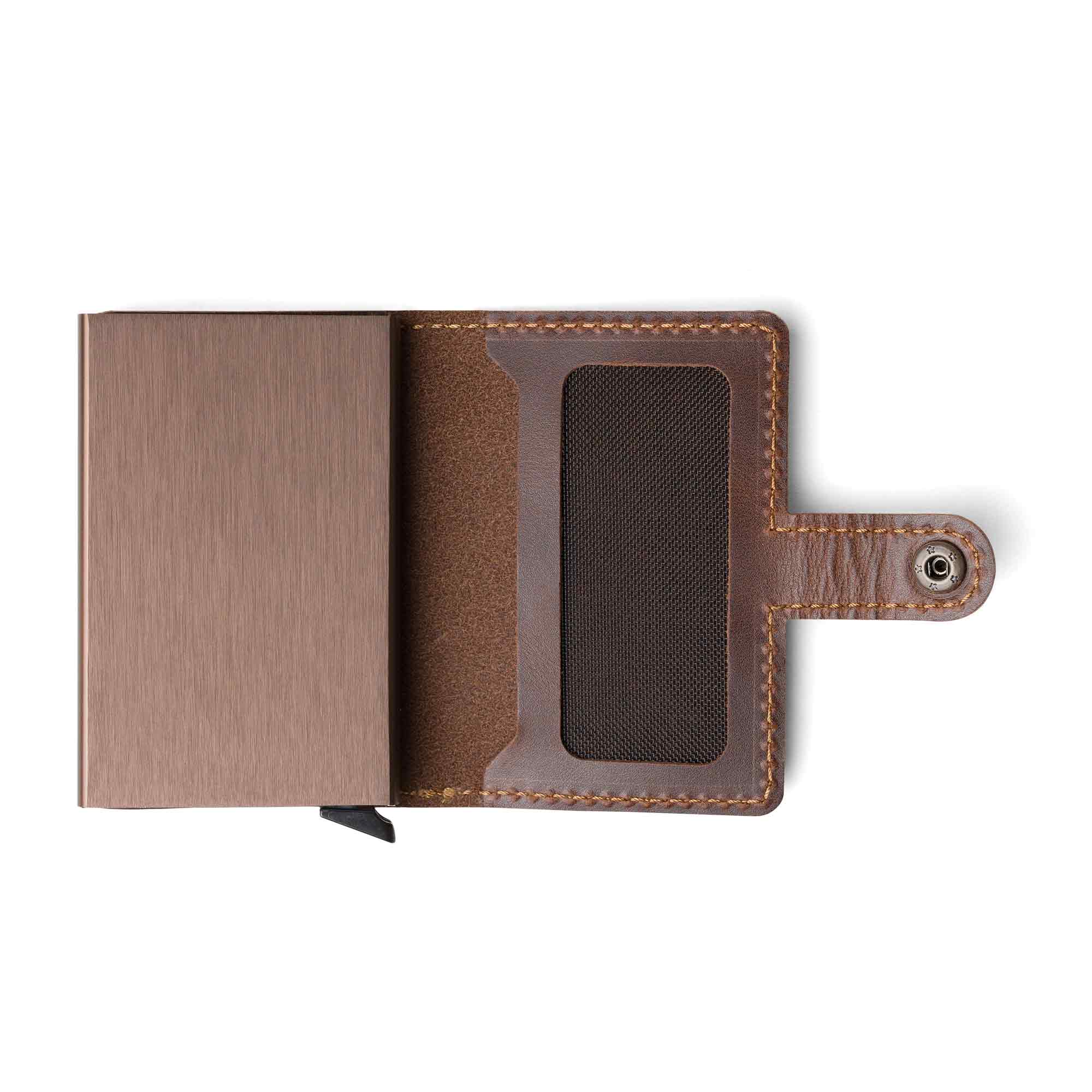Leather Quick Card Access Wallet | Antique Brown | Agustine