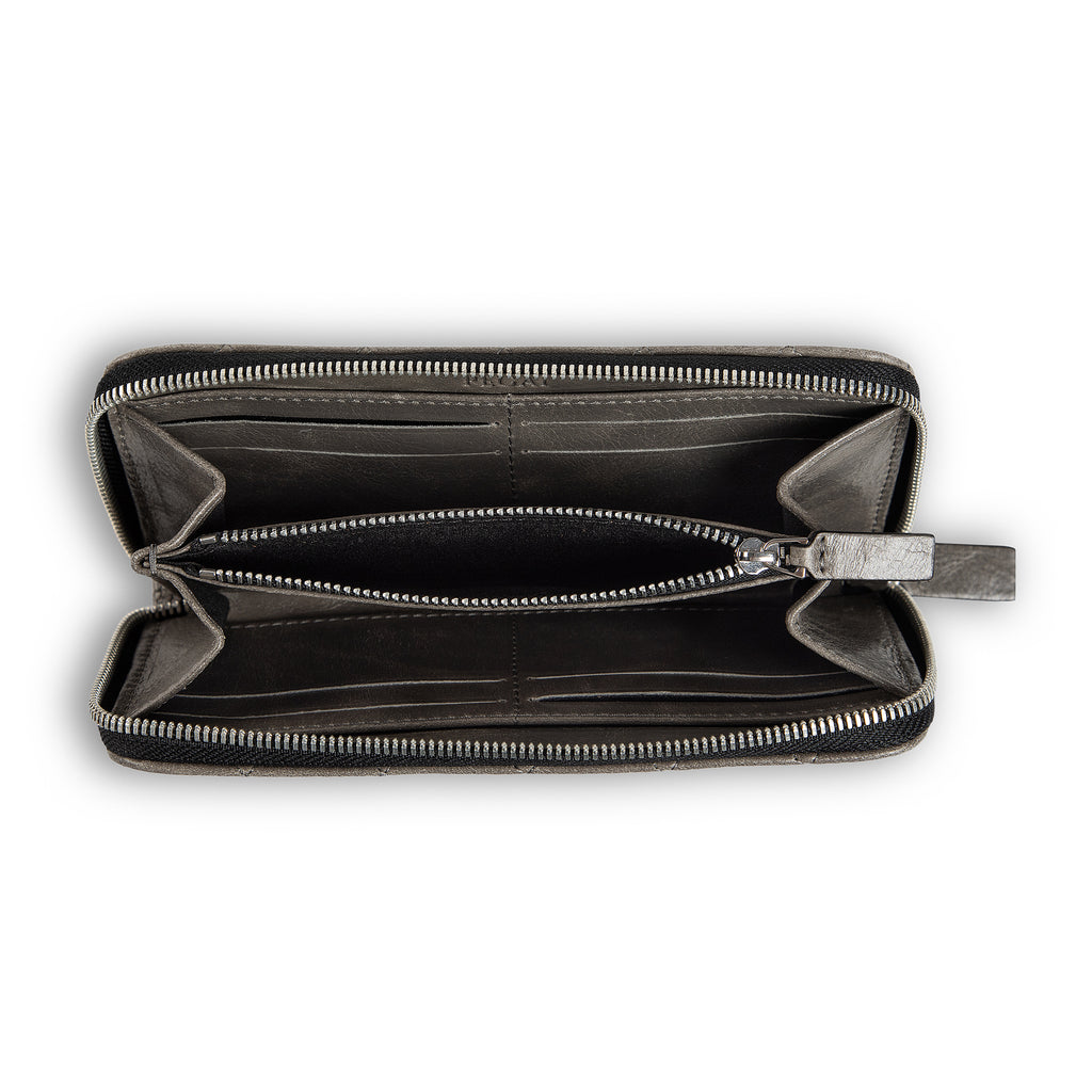 Leather Quilted Women's Wallet | Stone Grey | Sherry