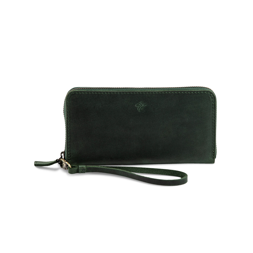 Leather Large Wallet | Green | Karla