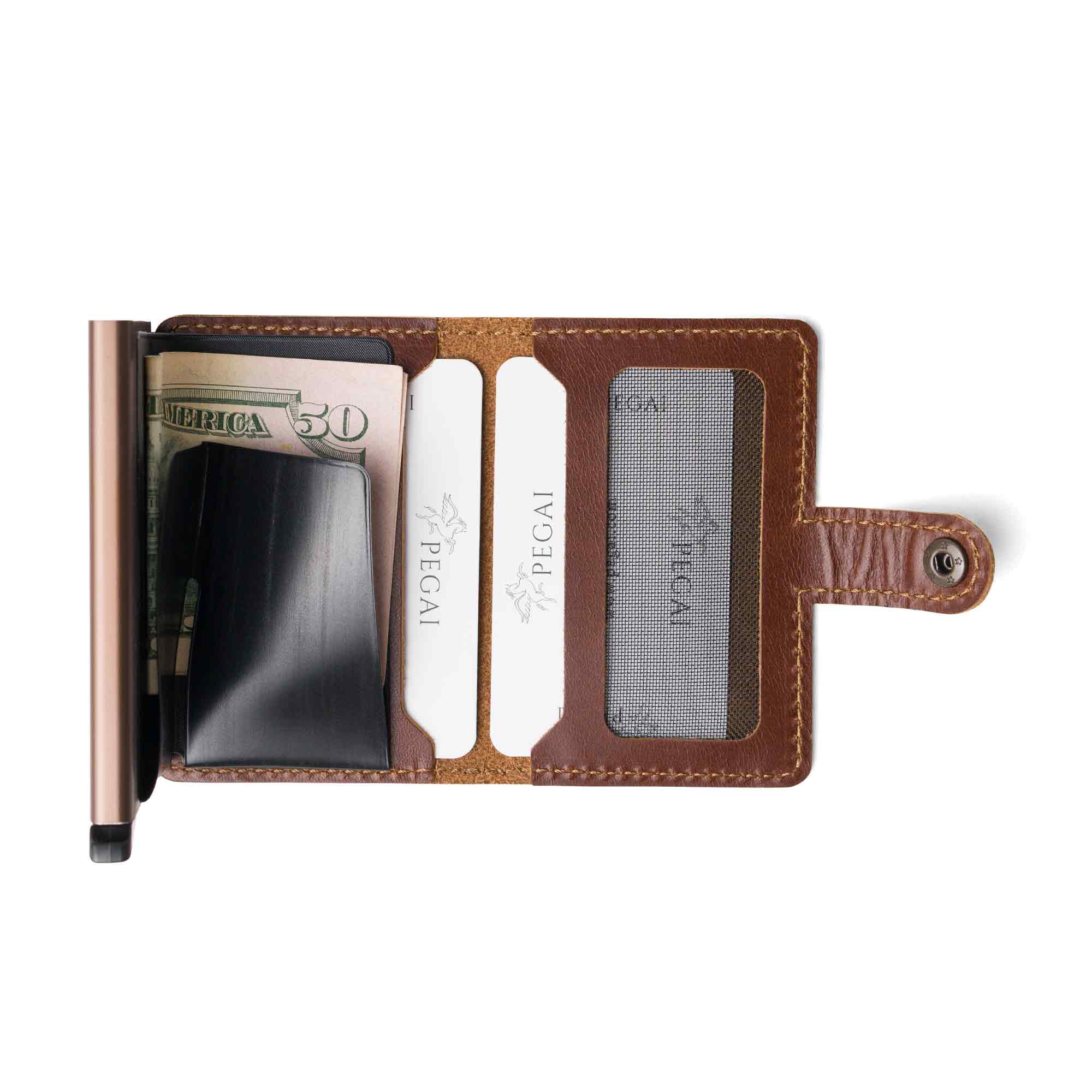 Leather Quick Card Access Wallet | Rum Brown | Agustine
