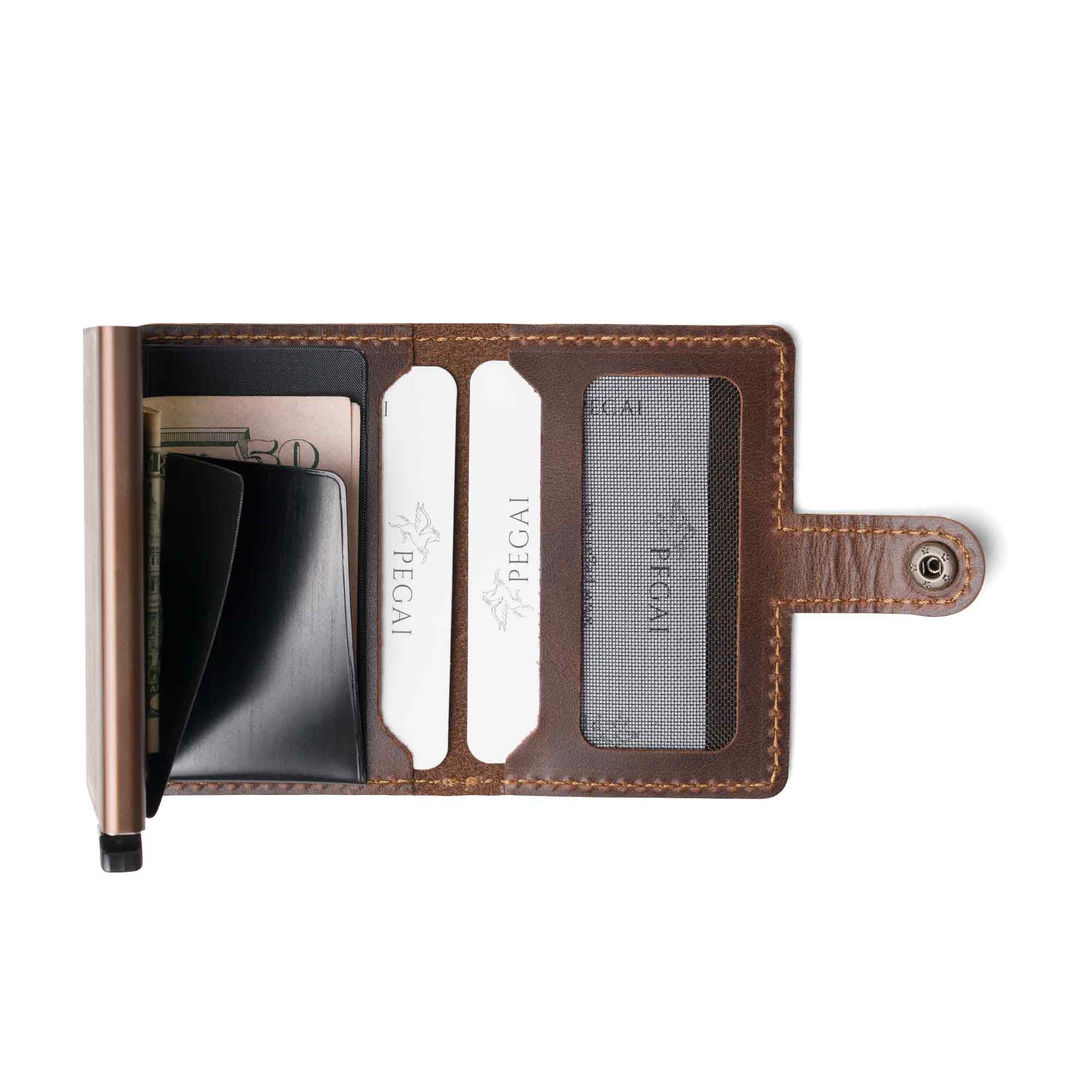 Leather Quick Card Access Wallet | Antique Brown | Agustine