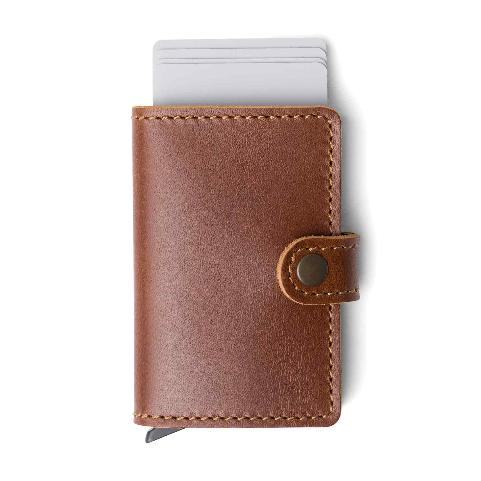 Leather Quick Card Access Wallet | Rum Brown | Agustine