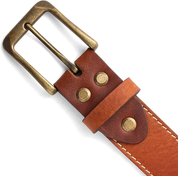 Irving | Stitched Leather Belt | Rust