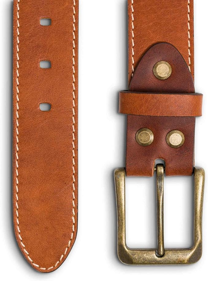 Irving | Stitched Leather Belt | Rust