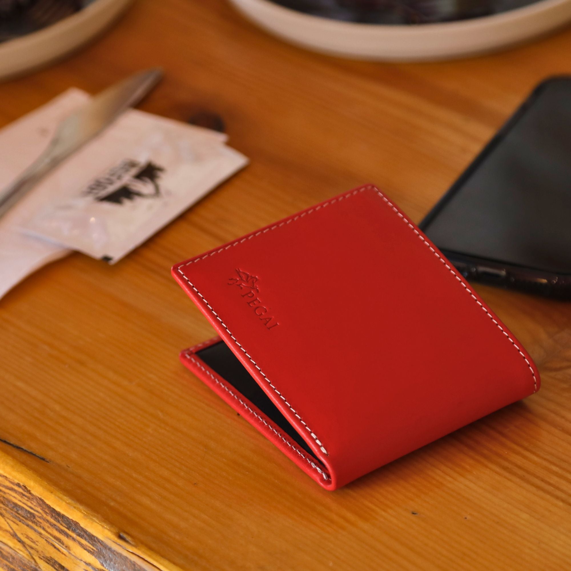 Edward | Italian Leather Wallet | Black & Red