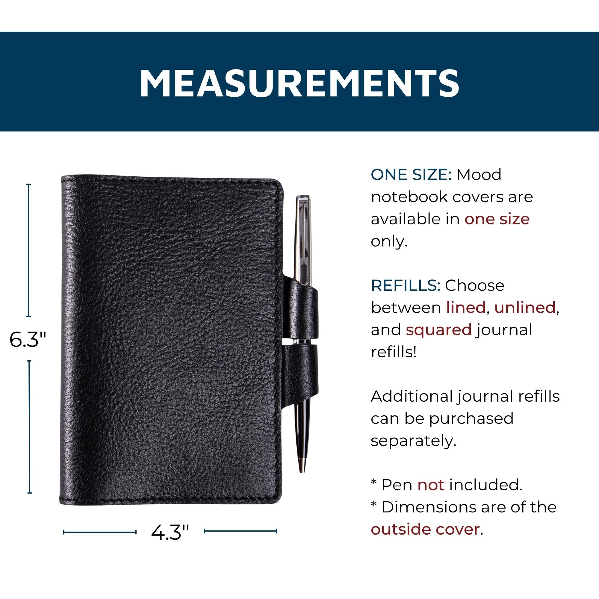 Mood | Leather Notebook Cover | Black