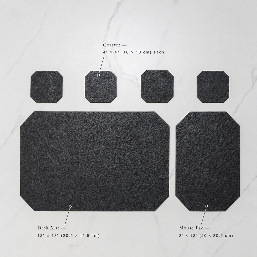 Leather Desk Set | Charcoal Black