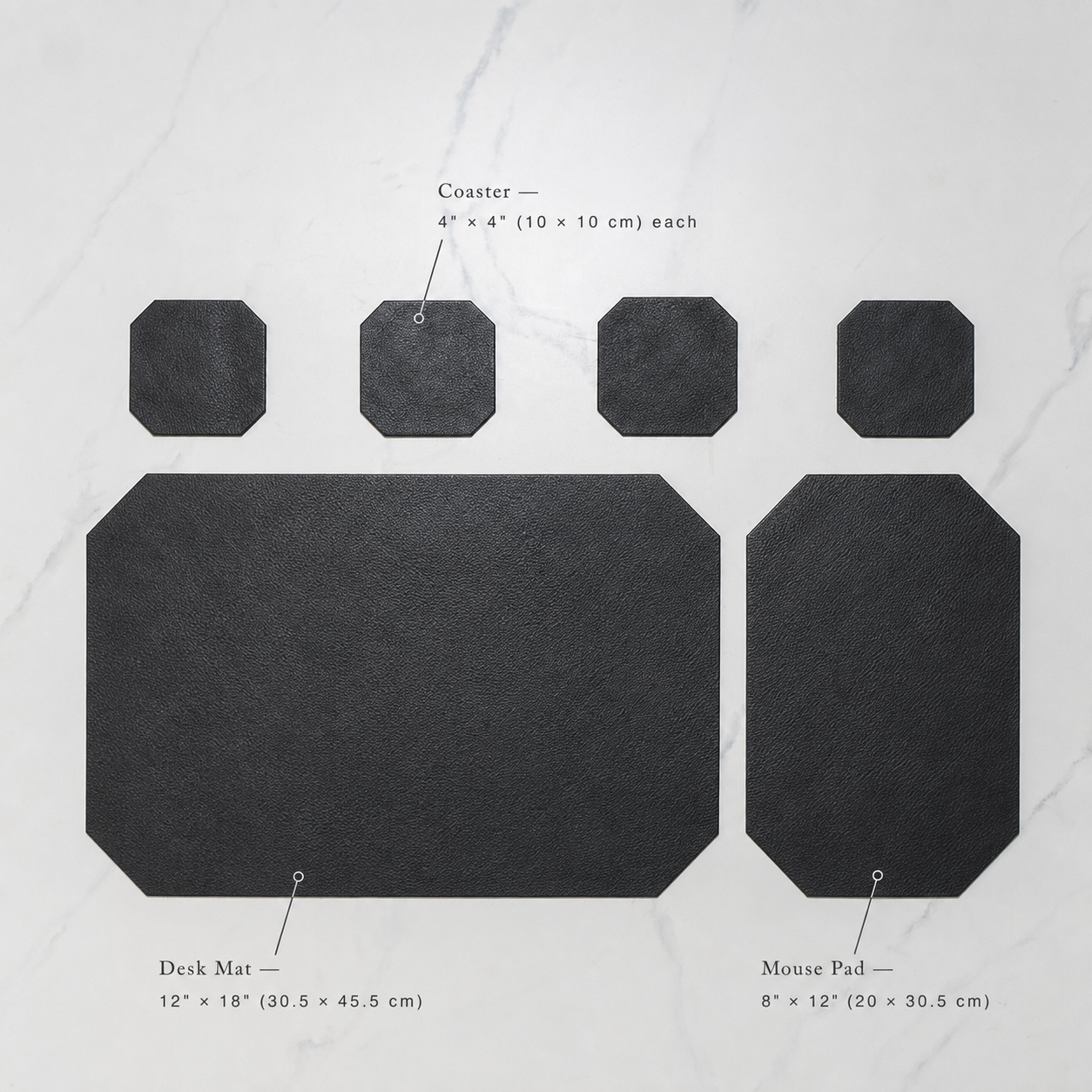 Leather Desk Set | Charcoal Black
