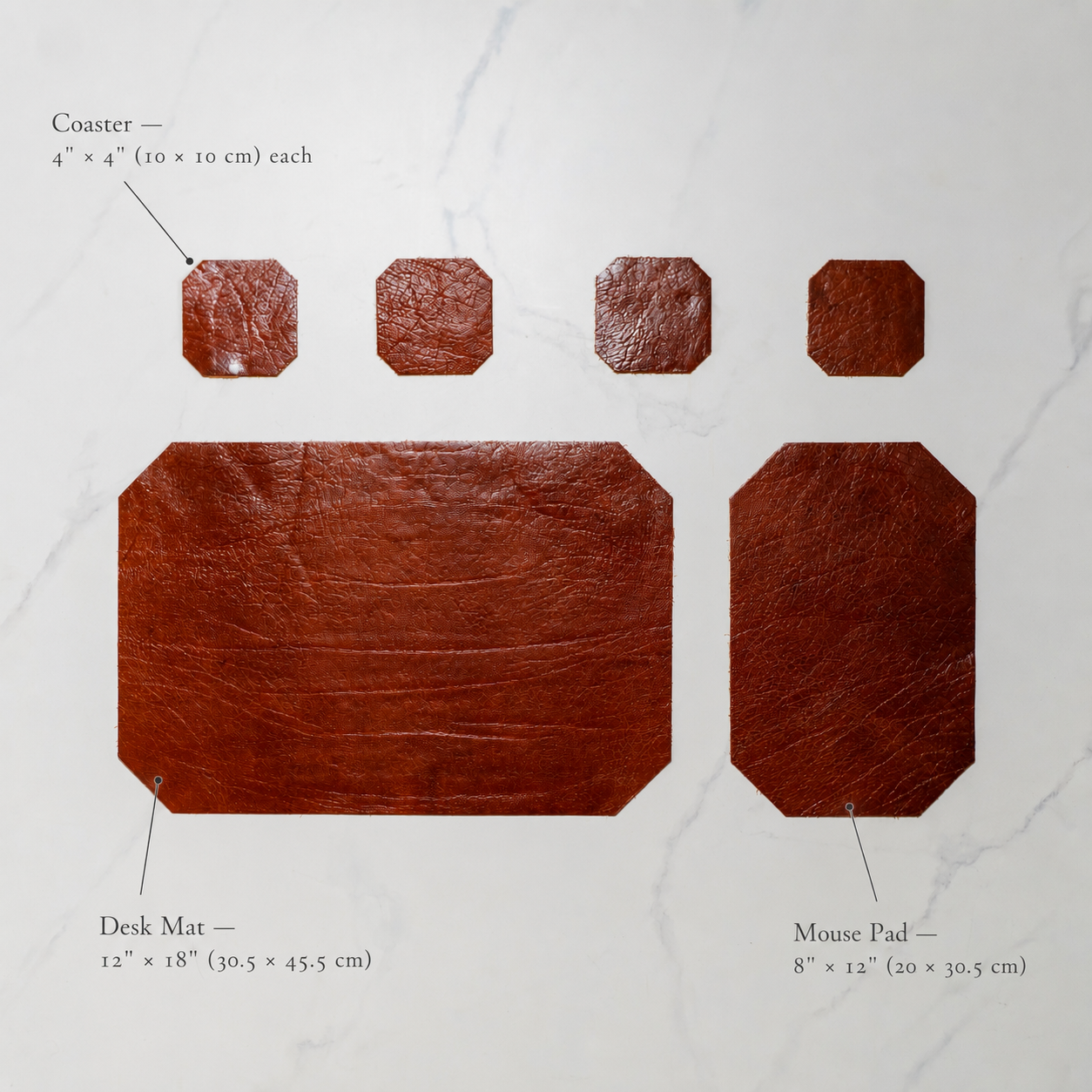 Leather Desk Set | Cognac Brown
