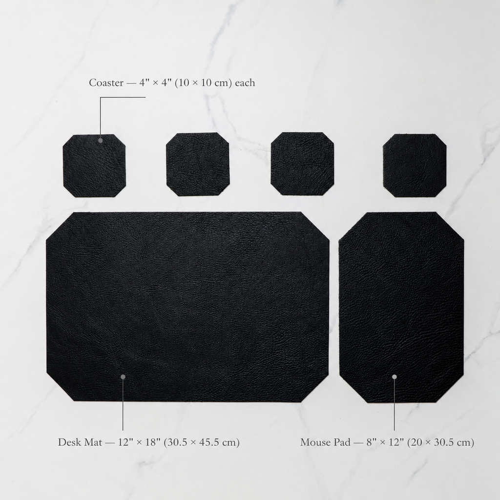 Leather Desk Set | Milled Black
