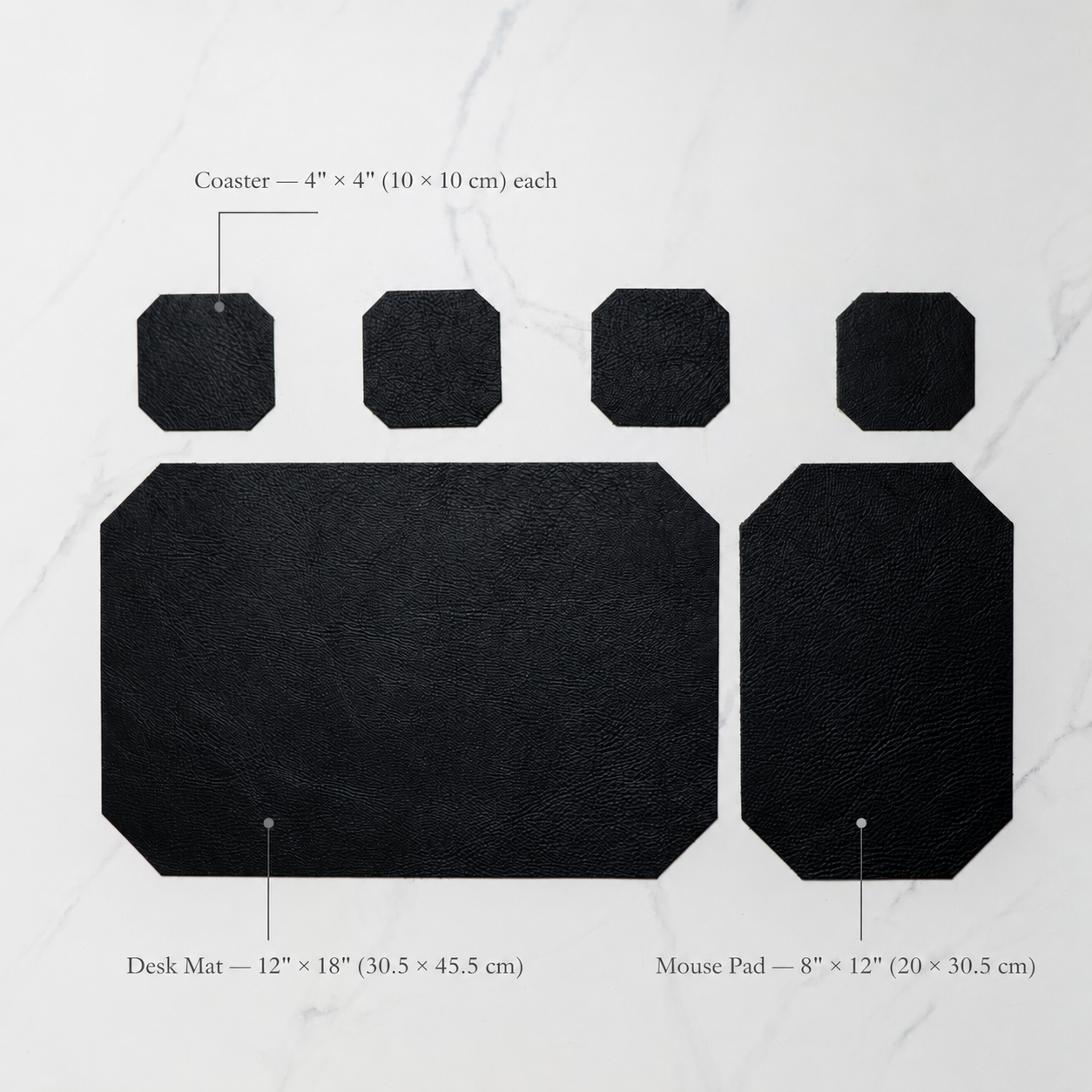 Leather Desk Set | Milled Black