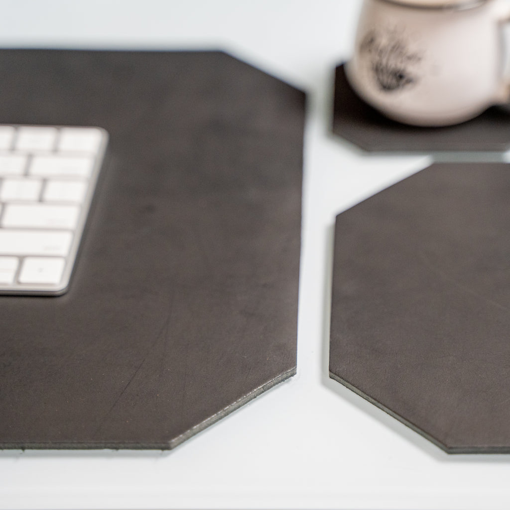 Leather Desk Set | Charcoal Black