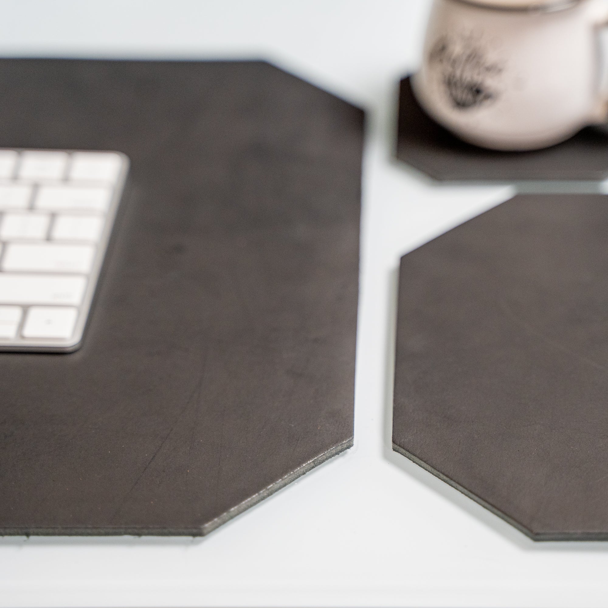 Leather Desk Set | Charcoal Black