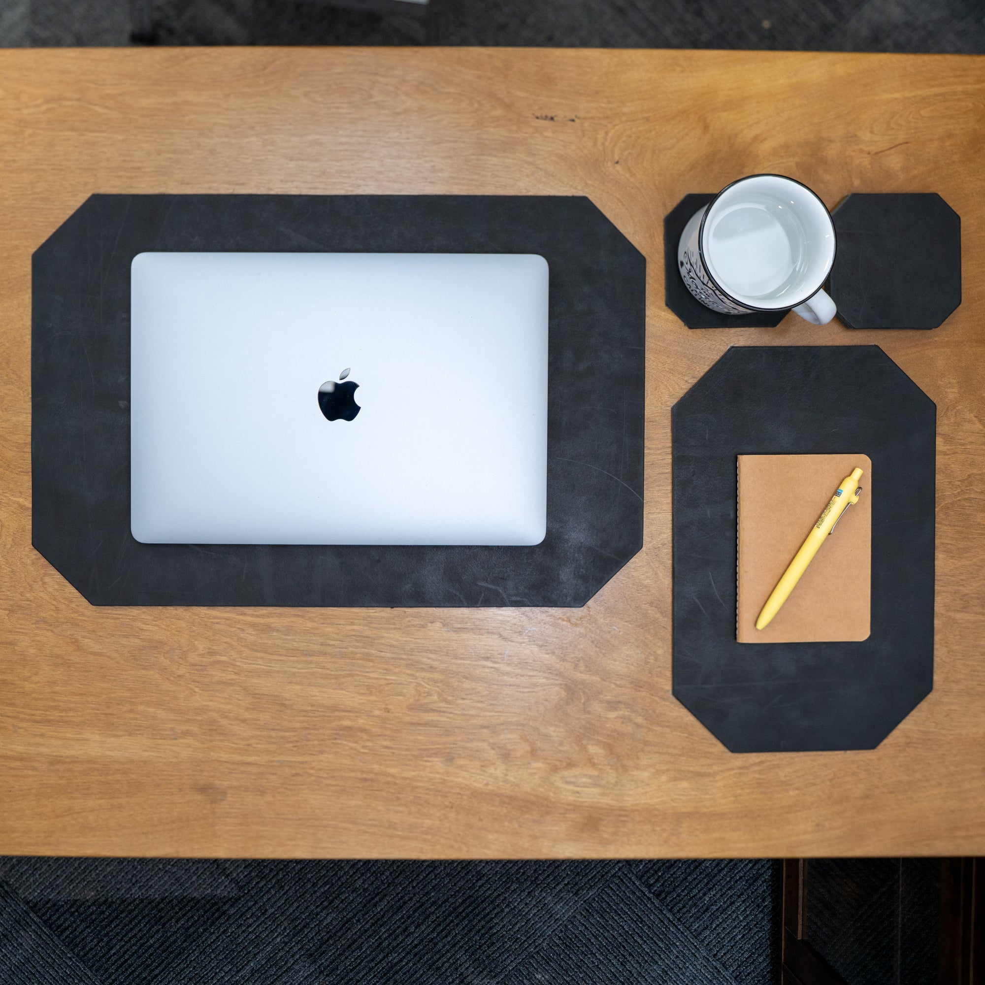 Leather Desk Set | Charcoal Black