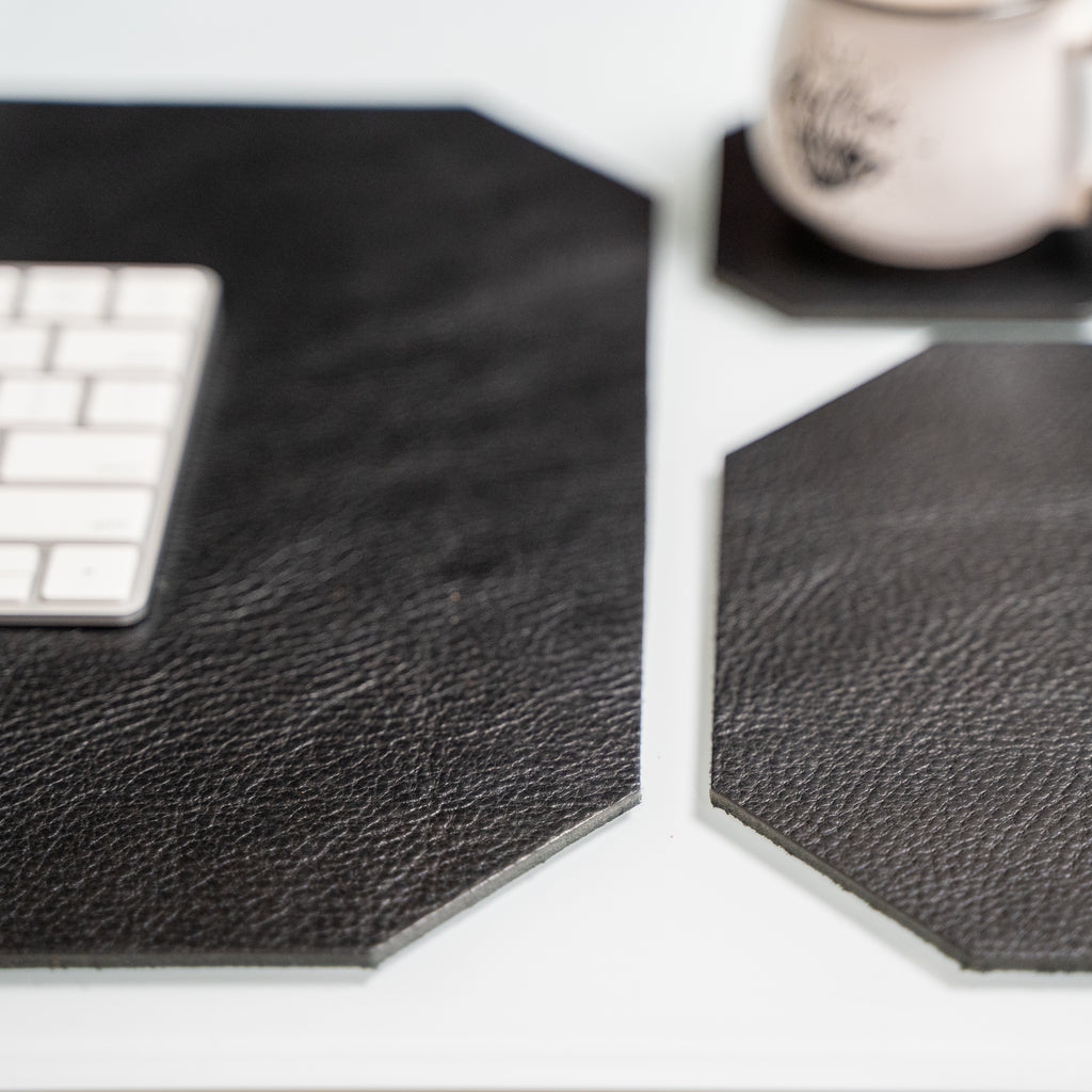 Leather Desk Set | Milled Black