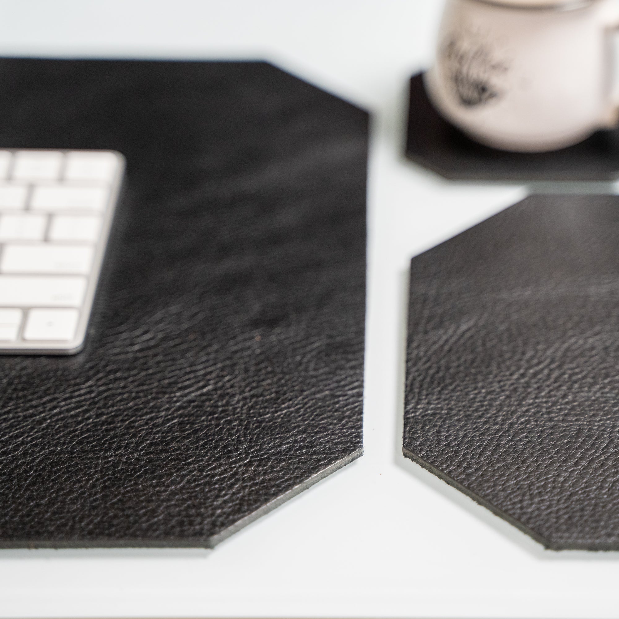 Leather Desk Set | Milled Black