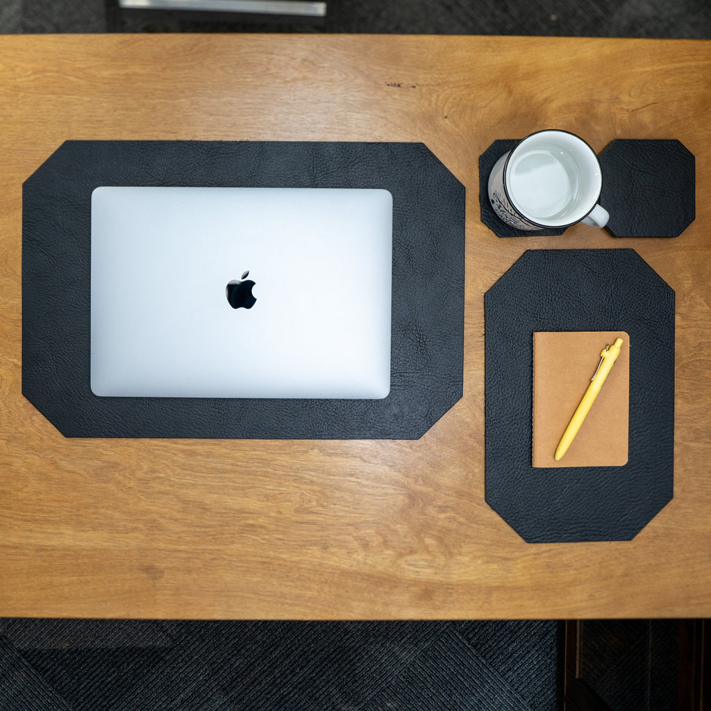 Leather Desk Set | Milled Black