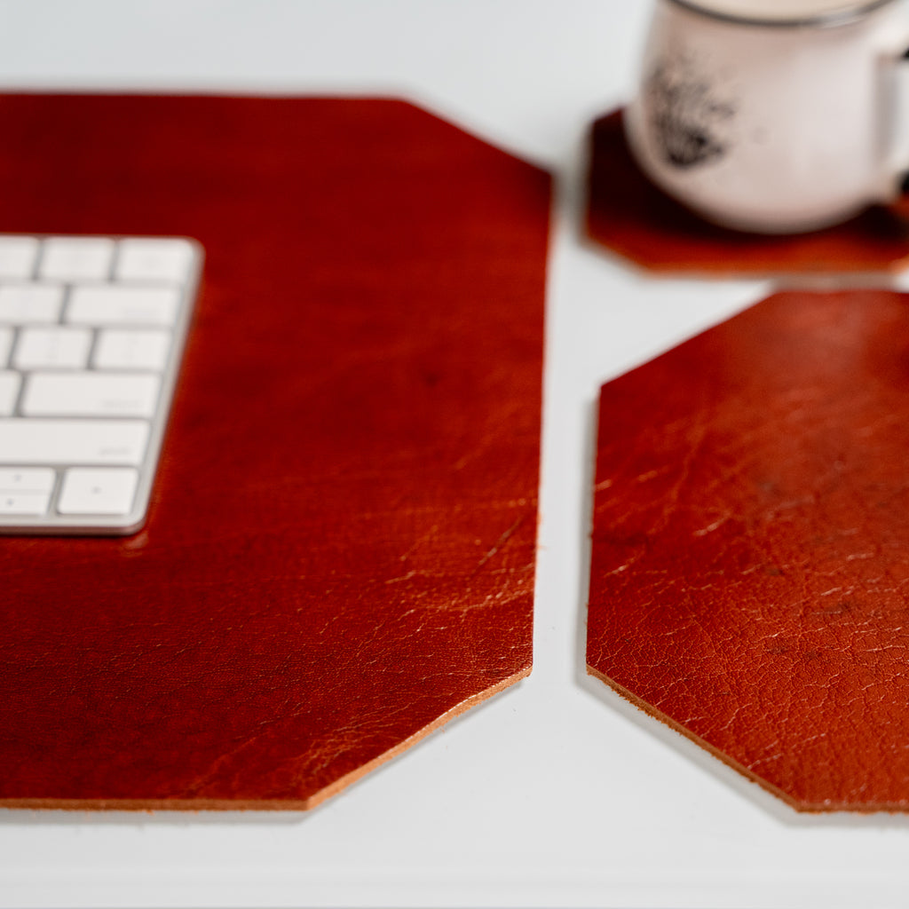 Leather Desk Set | Cognac Brown