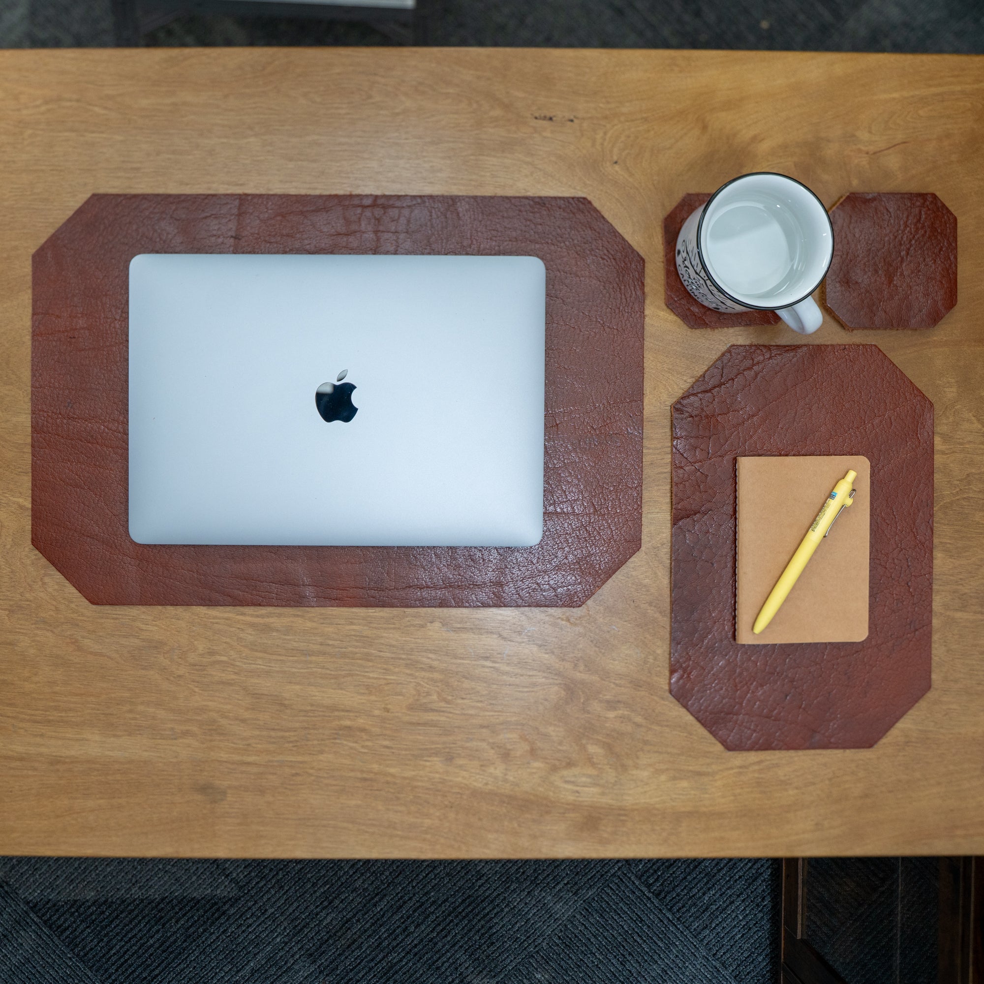 Leather Desk Set | Cognac Brown