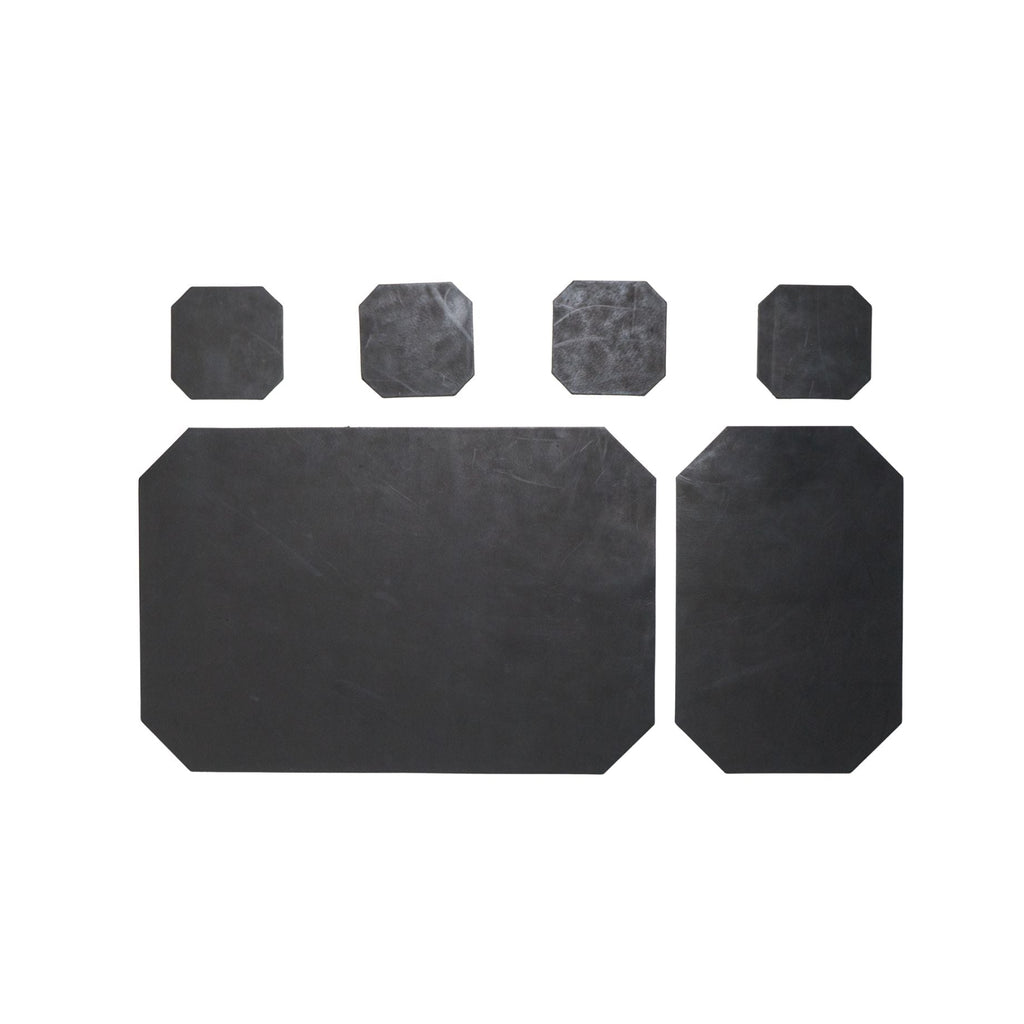 Leather Desk Set | Charcoal Black