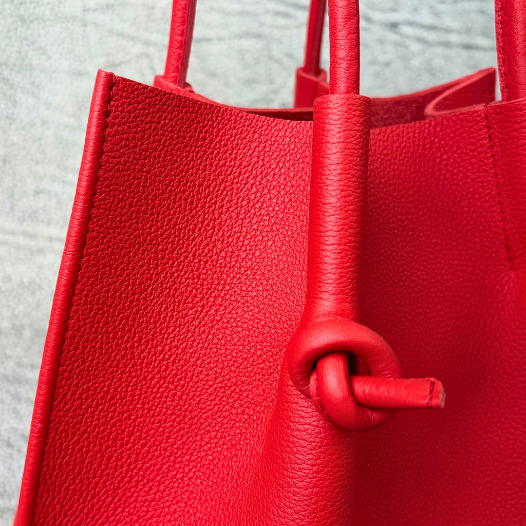 Flora Everyday Leather Tote | Togo Calf Red