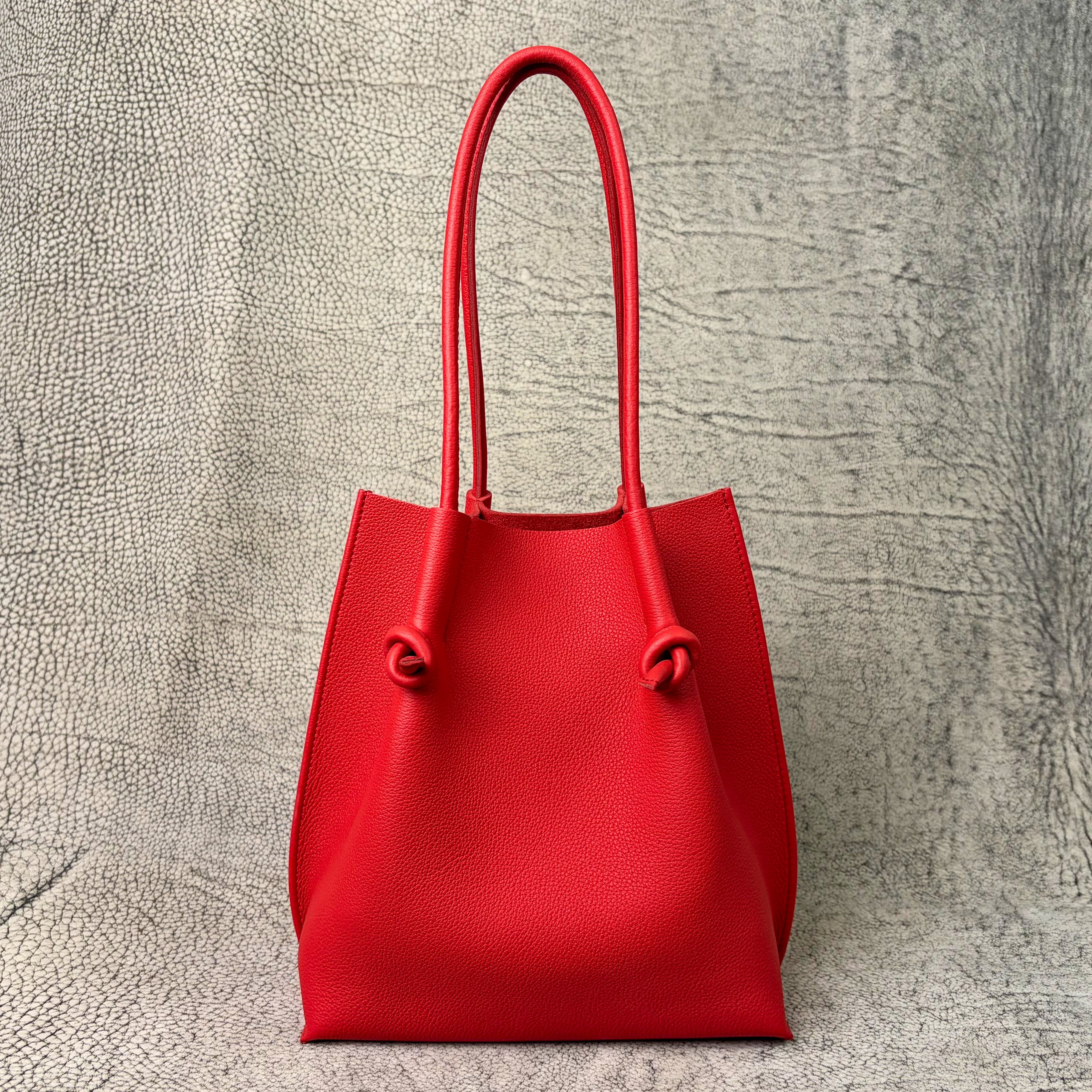 Flora Everyday Leather Tote | Togo Calf Red