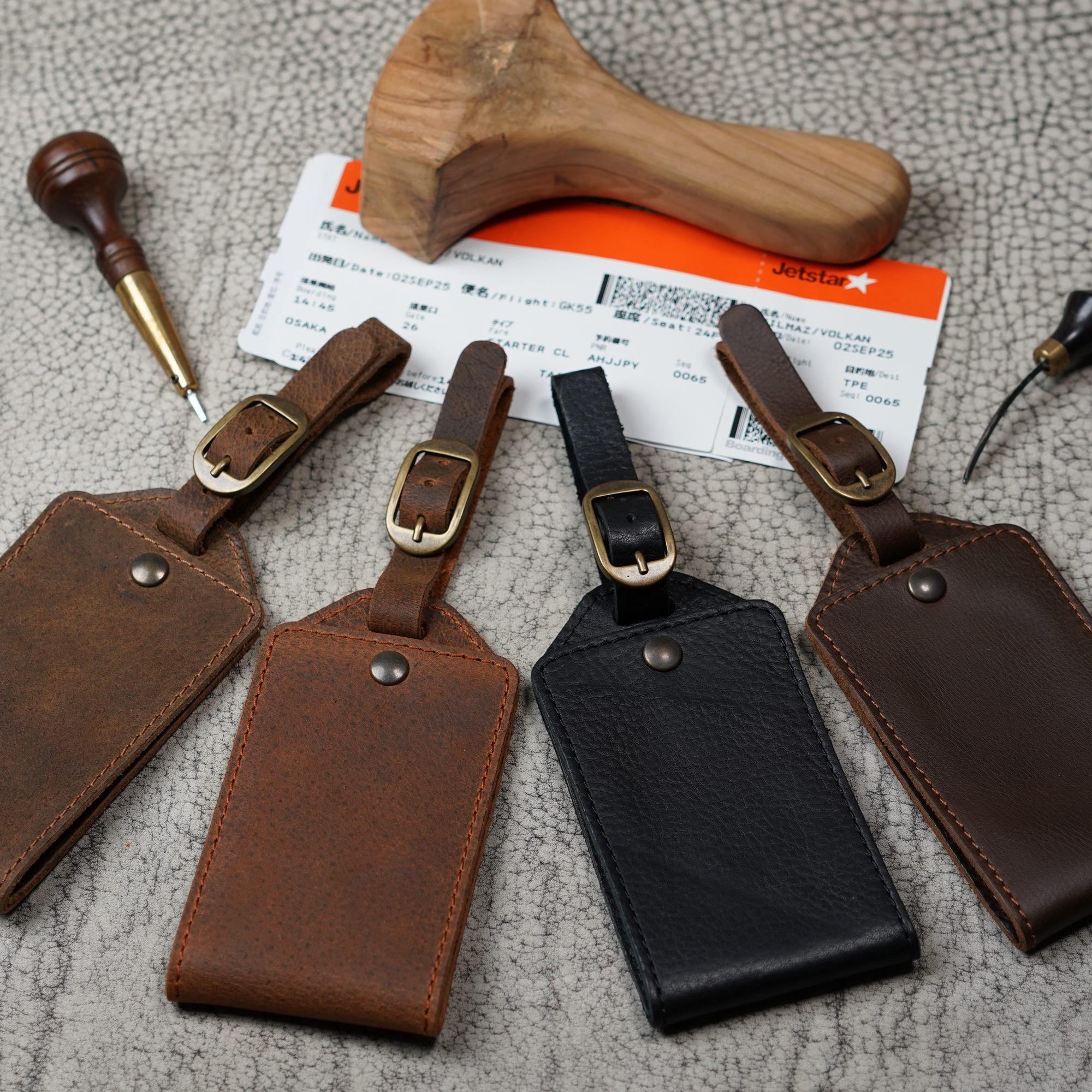 Bond Leather Luggage Tag | Dual Tone Whiskey