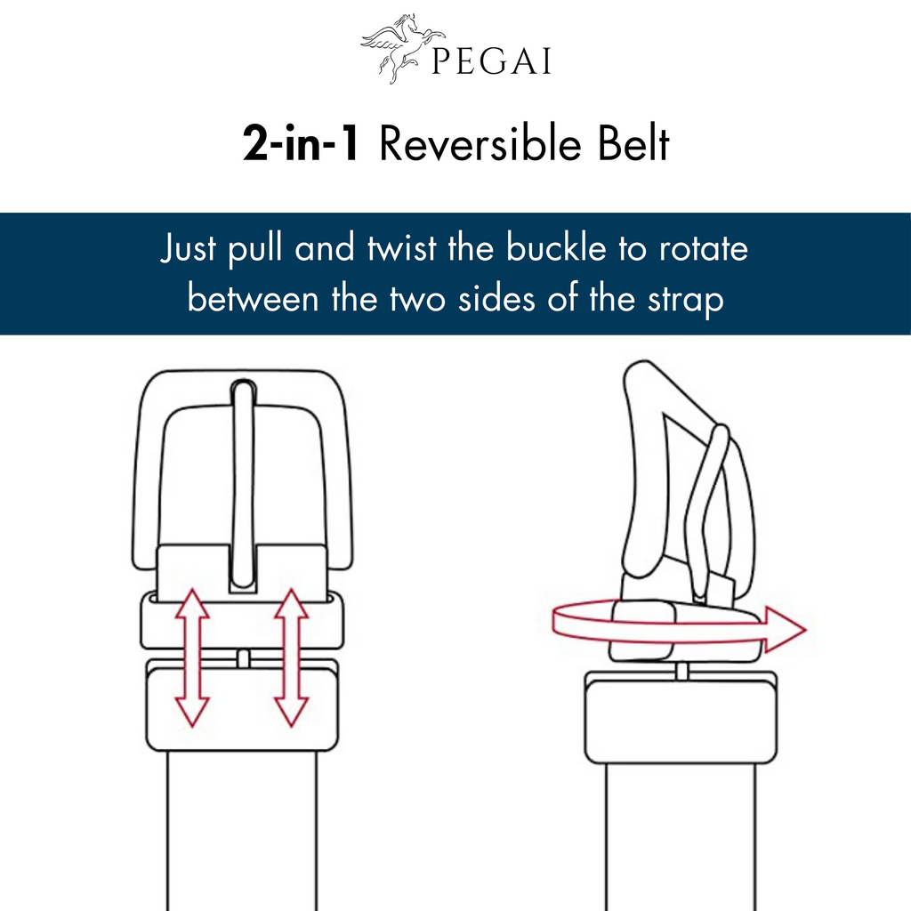 Ryan | Two-in-One Reversible Leather Belt | Stitched | Black & Dark Brown
