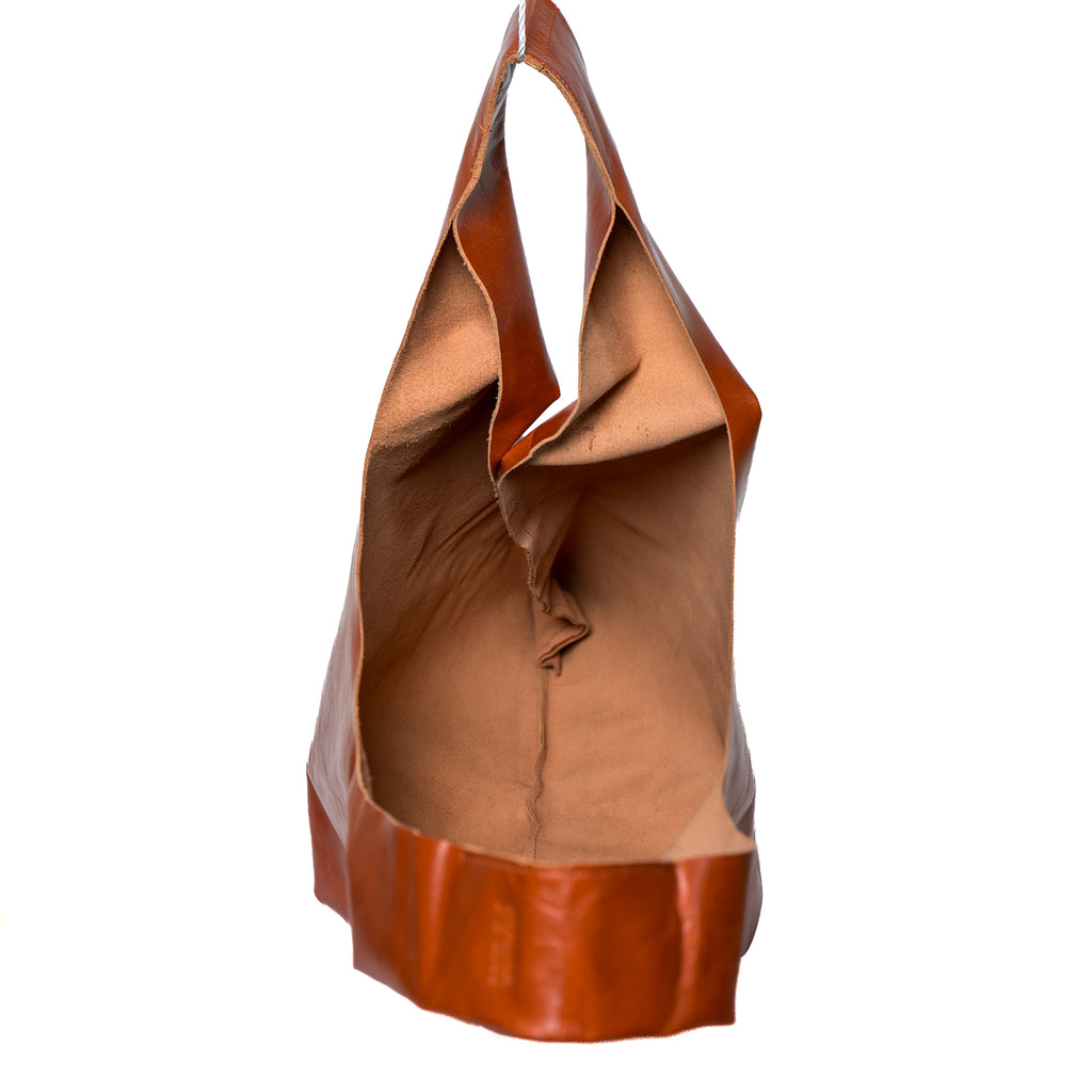 Poşet Leather Grocery Bag | Tobacco