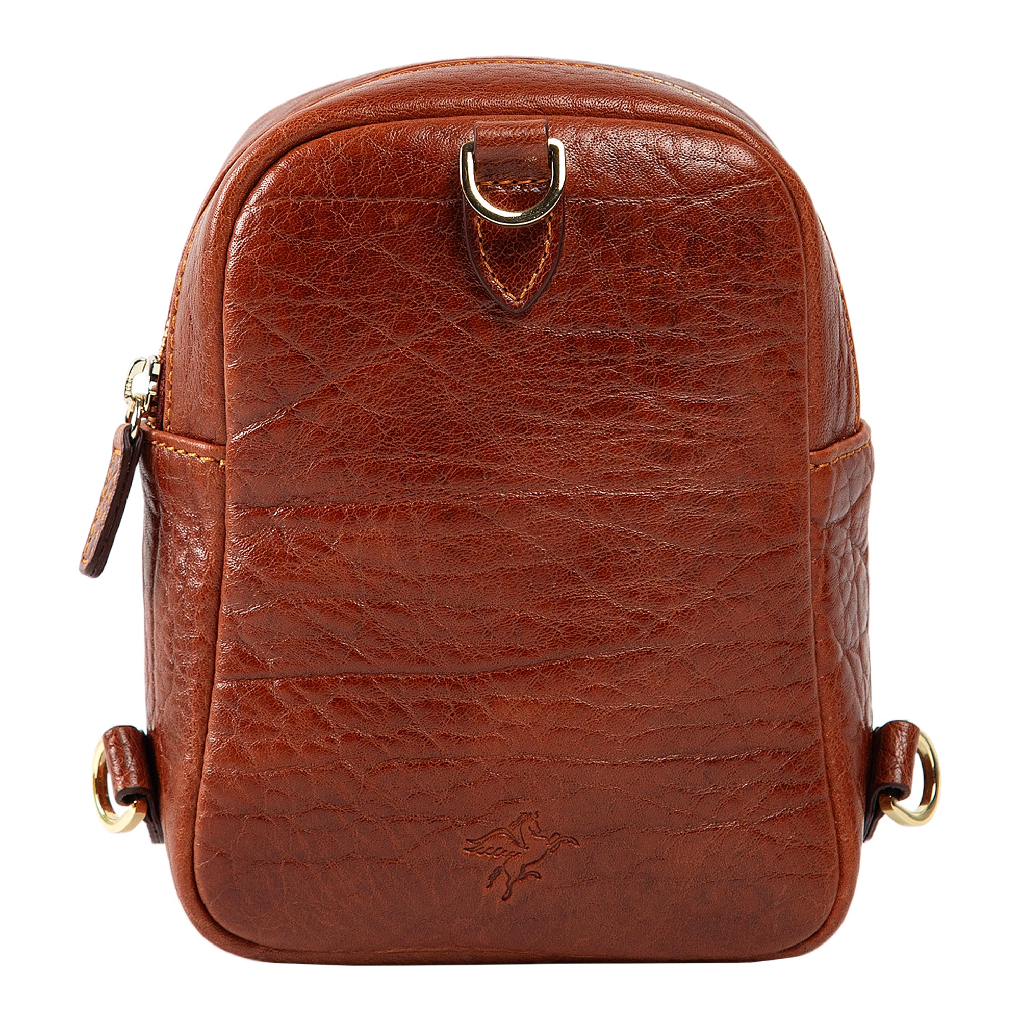 Kiara | Convertible Strap Mini Backpack & Crossbody Bag | Cognac Brown
