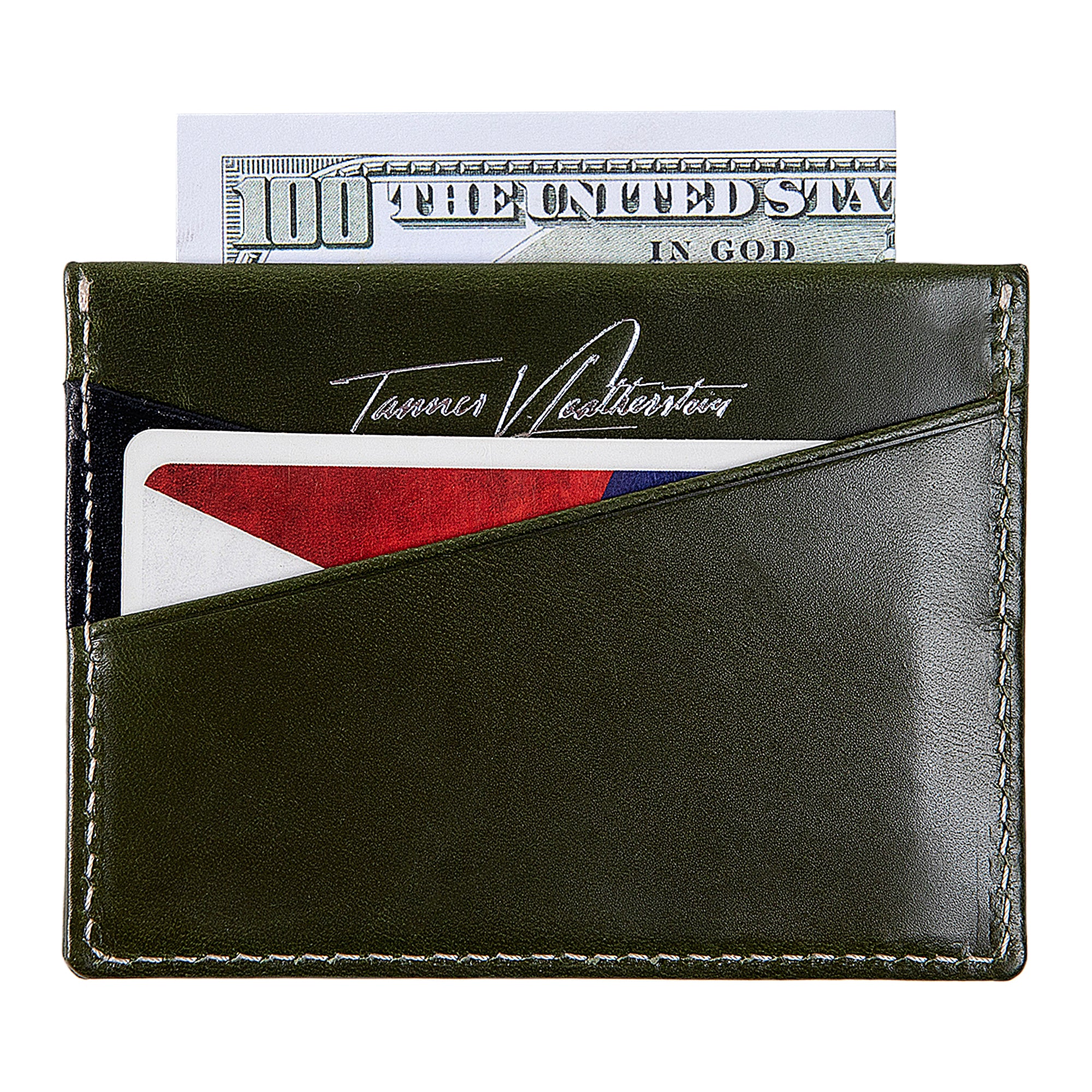 Ricky | Italian Leather Card Holder | Green & Black