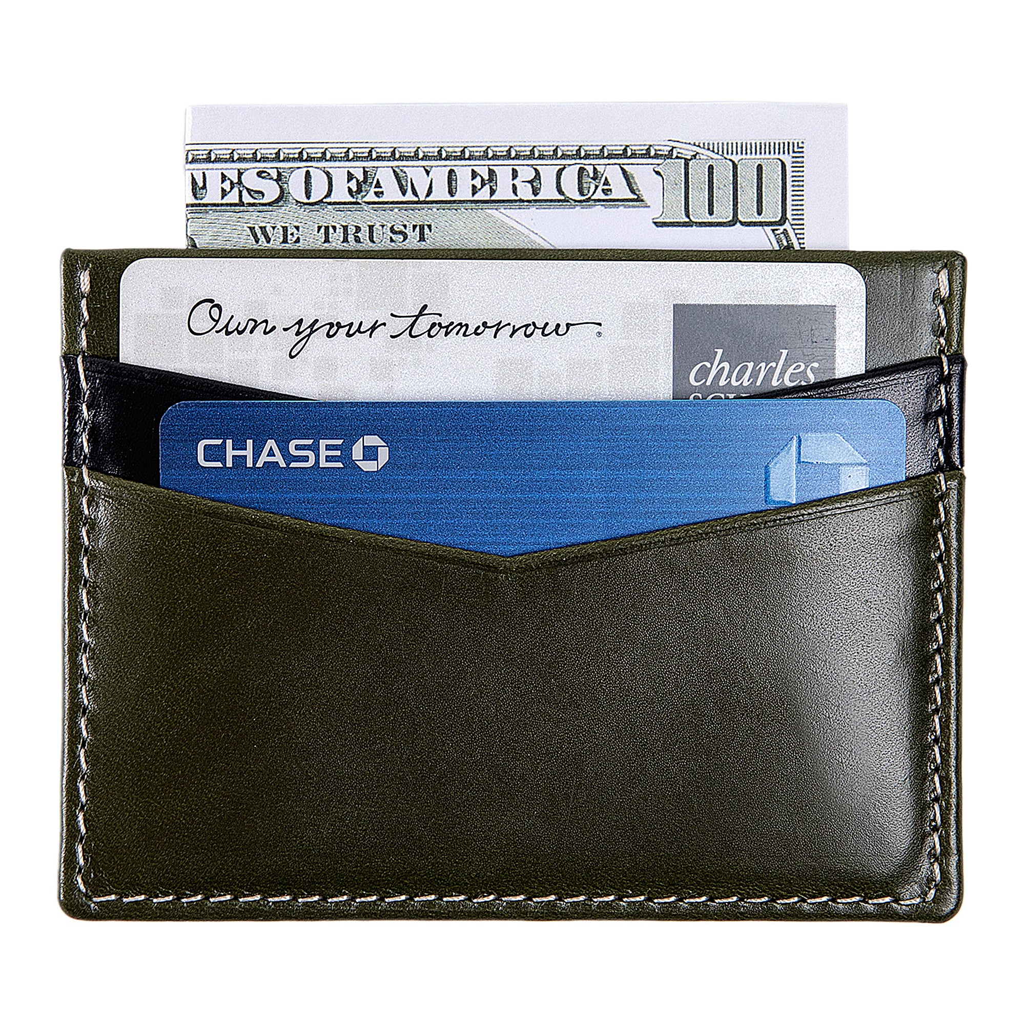 Ricky | Italian Leather Card Holder | Green & Black