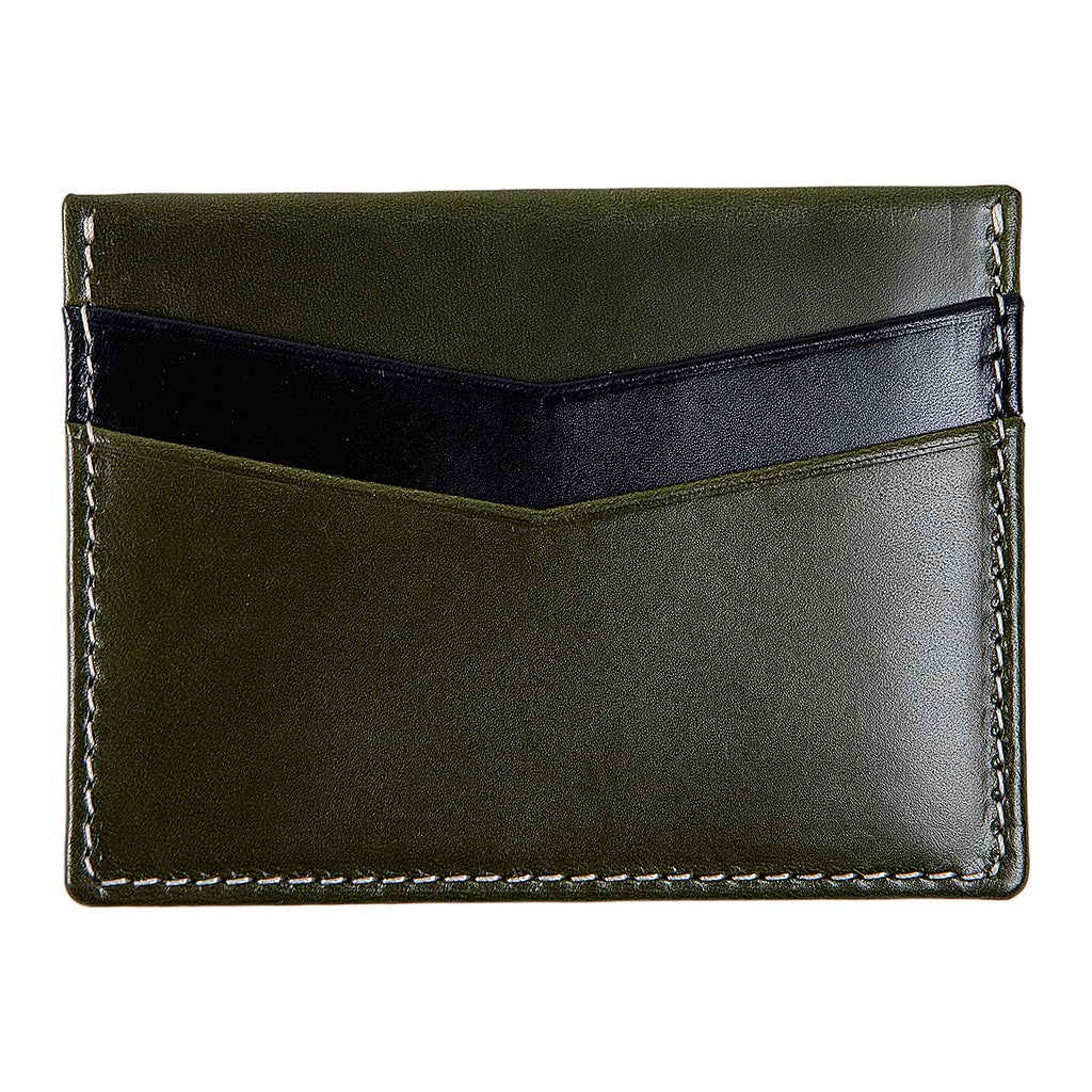 Ricky | Italian Leather Card Holder | Green & Black