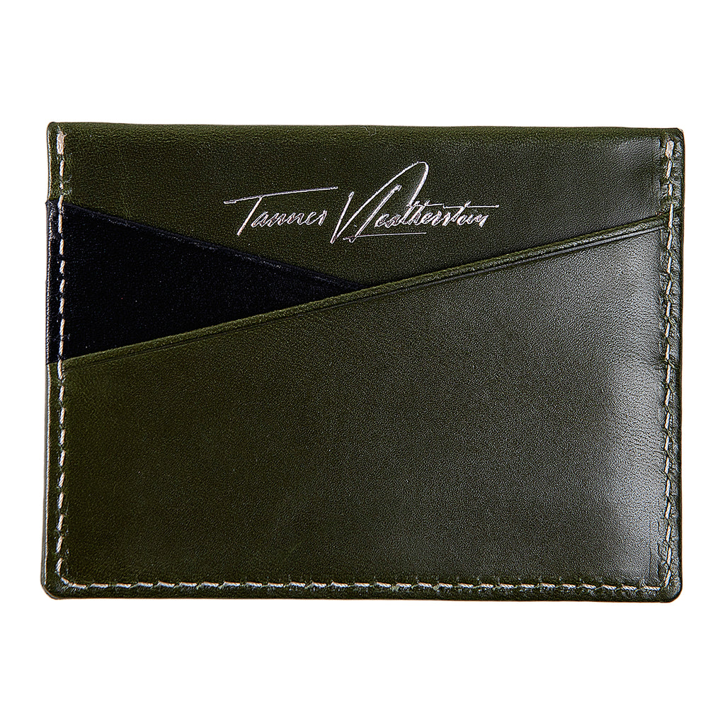 Ricky | Italian Leather Card Holder | Green & Black