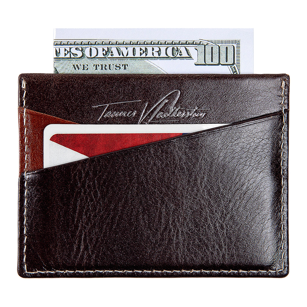 Ricky | Italian Leather Card Holder | Dark Brown & Rum