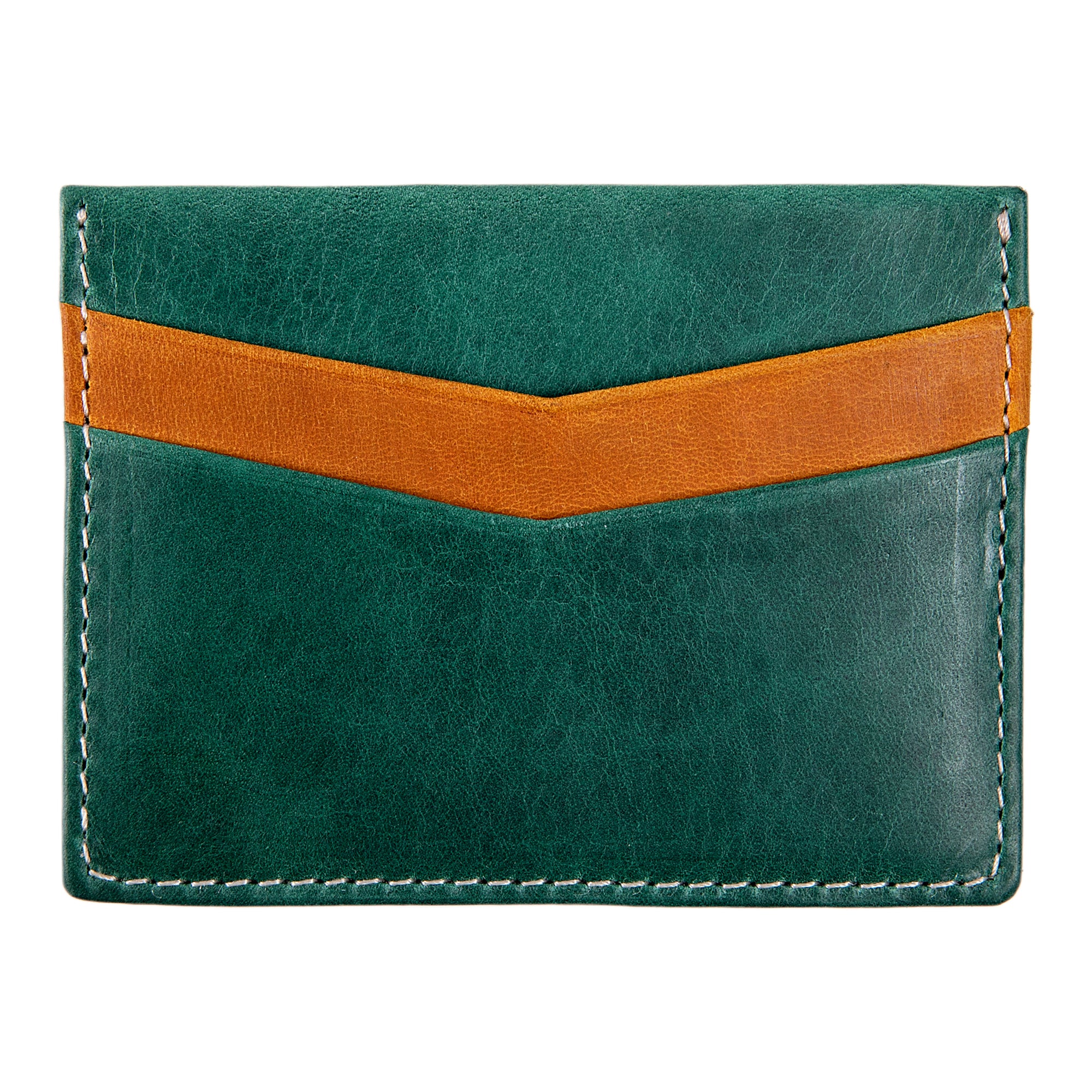 Ricky | Italian Leather Card Holder | Green & Yellow