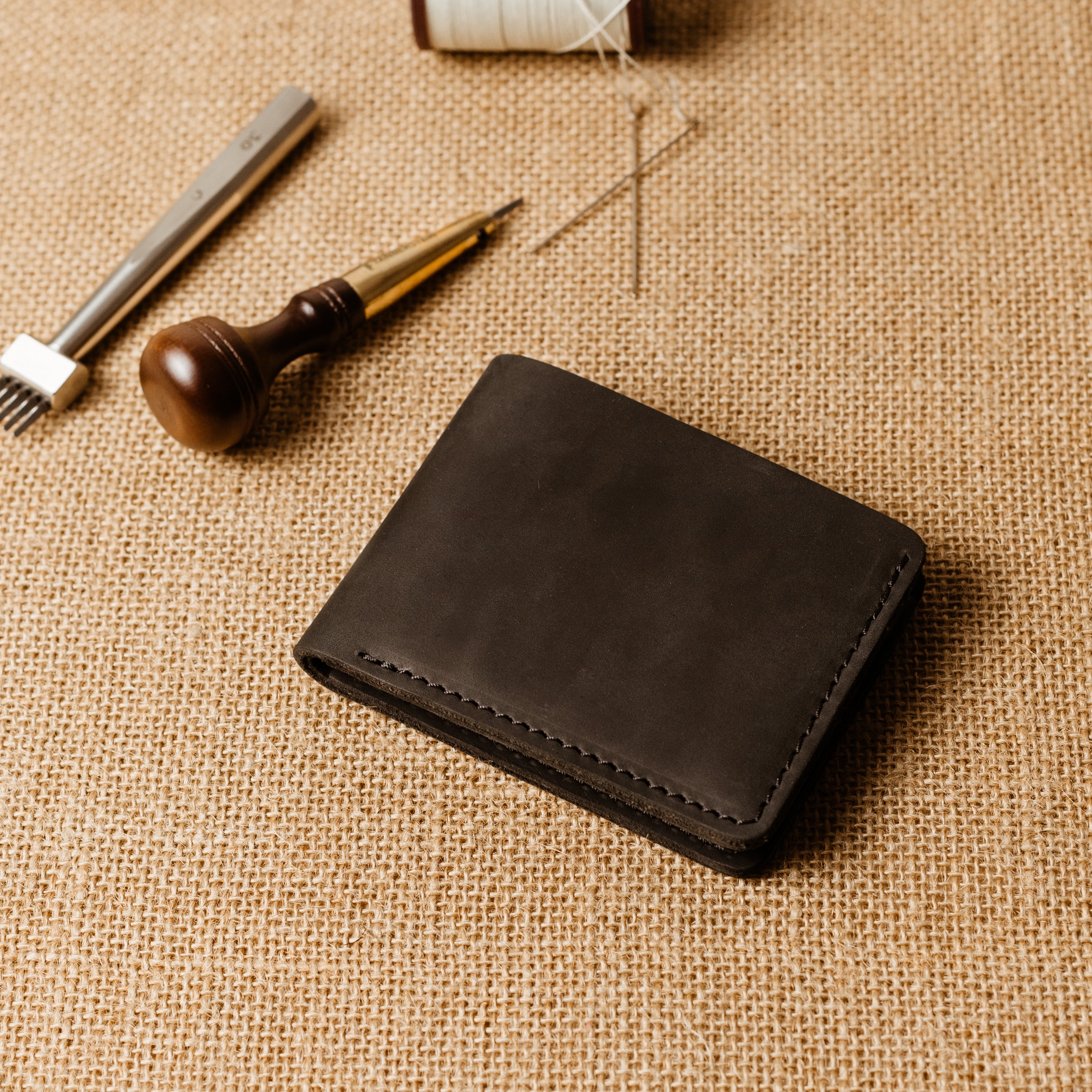 Bureau Leather Bifold Wallet | Charcoal Black