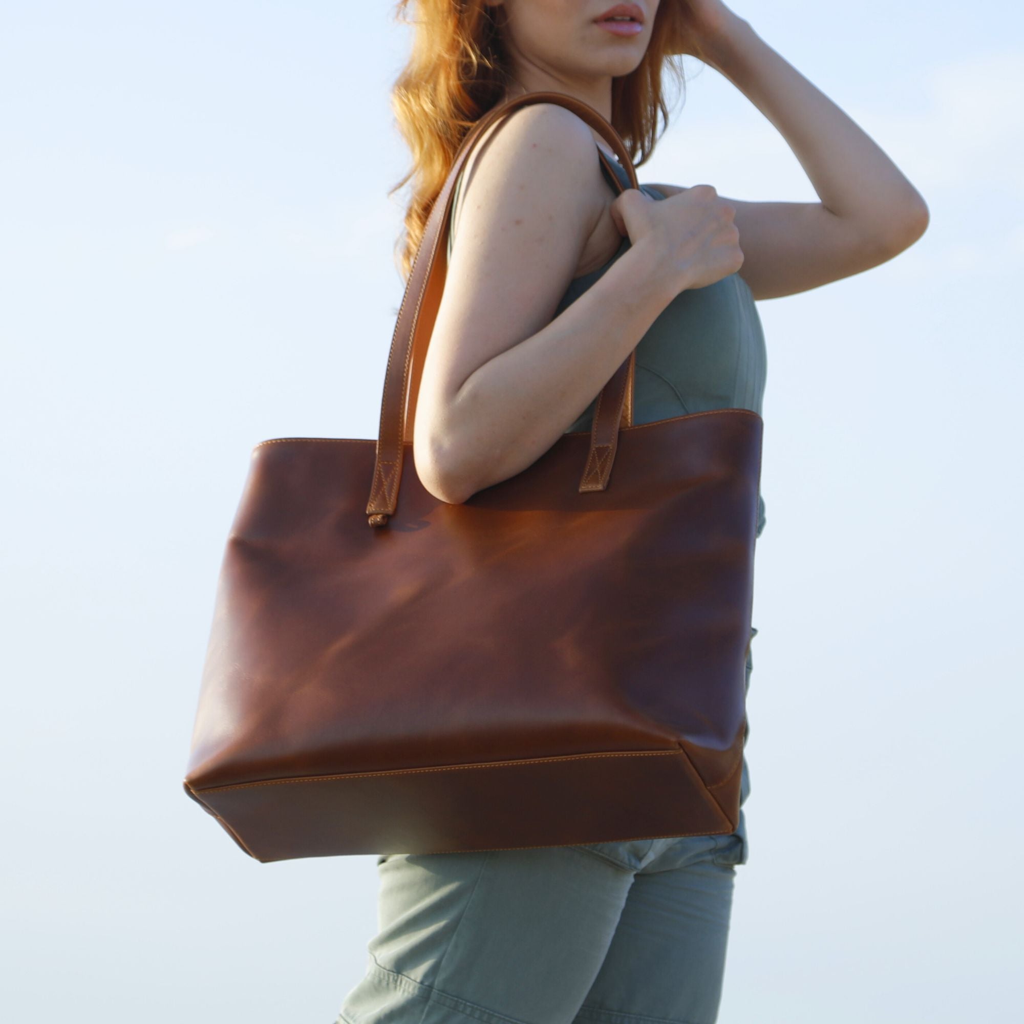 Leather Tote | Sharon | Cinnamon