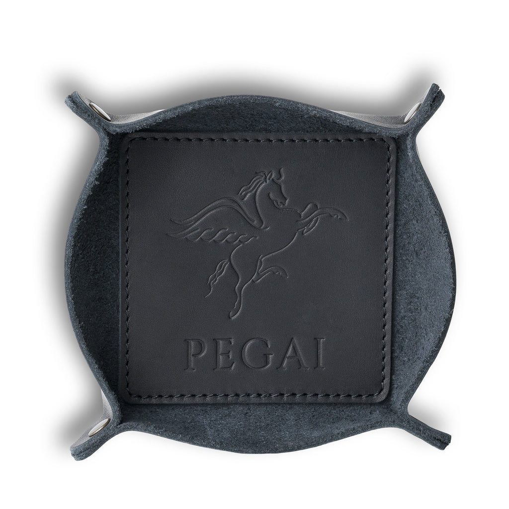 Lleather catchall tray black lane